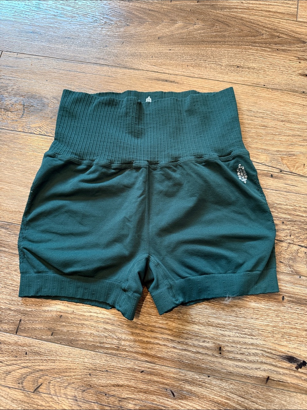 Free People High-Waist Ribbed Waistband Shorts - Forest Green